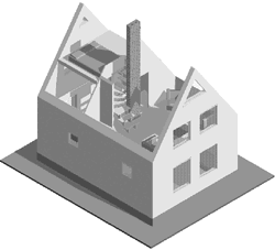 Мансардный дом для уик-энда. Интерьер обоих уровней мансарды