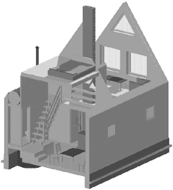 Мансардный дом для уик-энда. Лестница на мансарду