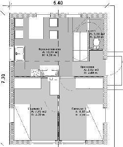 Мансардный дом для уик-энда. План первого этажа
