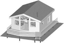 Одноэтажный дом для влажного климата. Общий вид