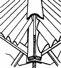 Выполнение покрытия ребра вальмовой крыши Выполнение покрытия ребра вальмовой крыши