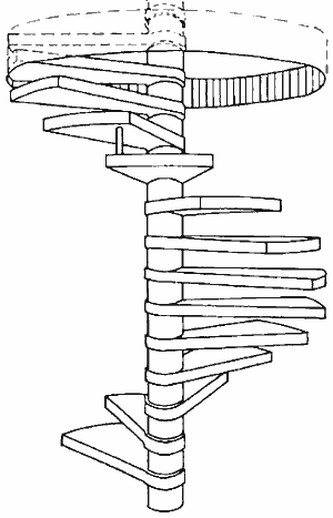 Пример винтовой бескосоурной лестницы