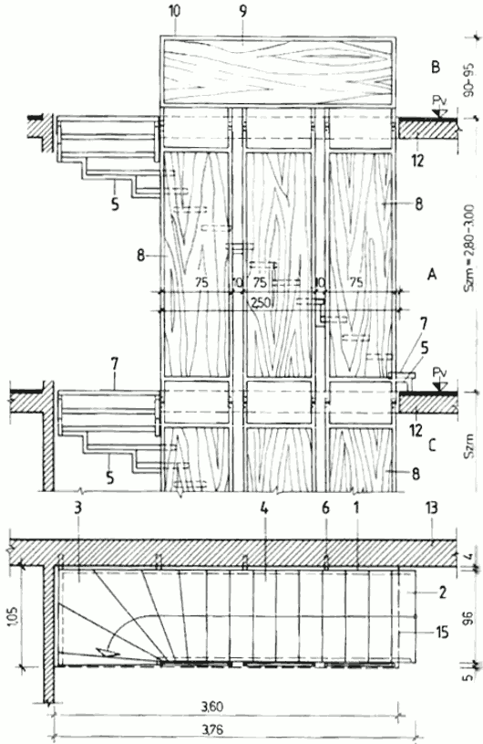 Прямолинейная лестница с поворотом на 1/4 в конце пути Прямолинейная лестница с поворотом на 1/4 в конце пути