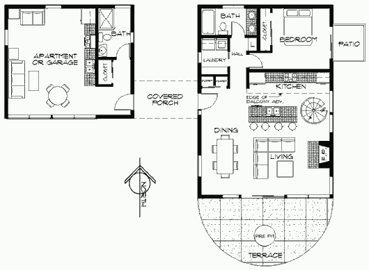 План главного уровня солнечного дома Bennahmias Cabin