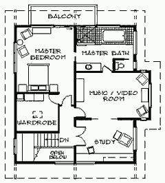План верхнего уровня солнечного дома Country Craftsman House
