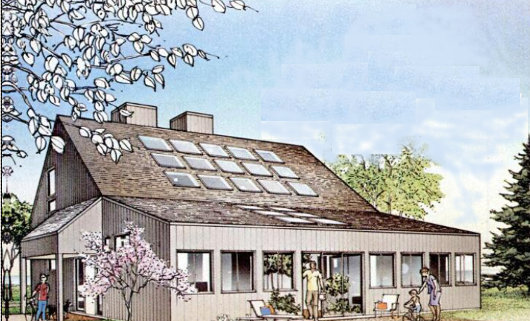 Атриумный солнечный дом Де Видо, вид с юго-запада