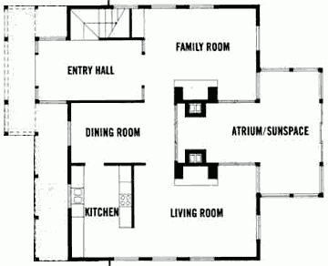 План первого этажа компактного атриумного дома