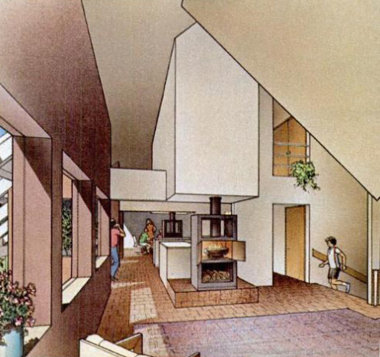 Интерьер общей комнаты солнечного дома Де Видо