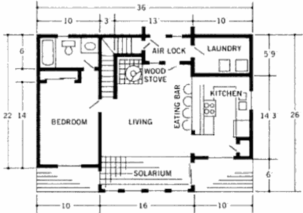 План первого этажа пассивного солнечного дома Eagle's Nest