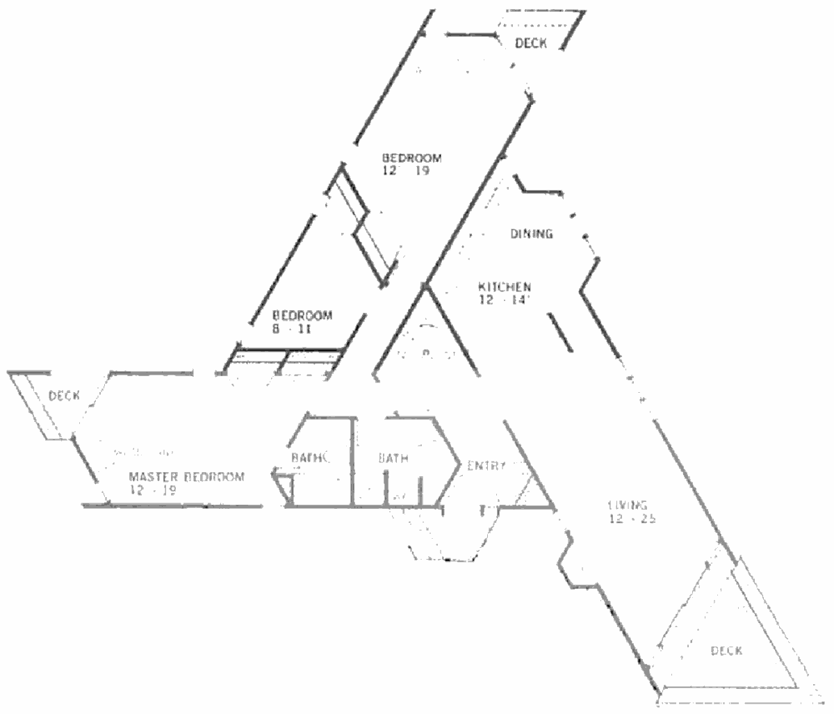 План одноэтажного каркасного крестообразного дома