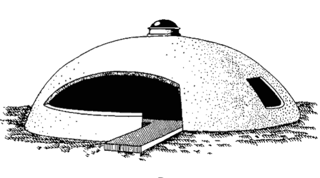 Пенопластовый купольный дом Курокавы, внешний вид