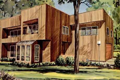 Вид солнечного дома Митчелла с юго-востока