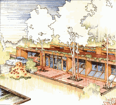 Внешний вид модульного заглублённого солнечного дома Вудса