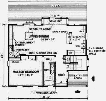 План первого этажа двухэтажного солнечного дома Пола