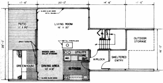 План первого этажа солнечного дома