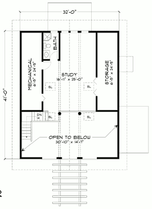 План верхнего уровня дома Rustic Mountail Cabin
