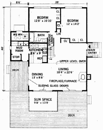 План первого этажа пассивного солнечного дома Lakeland