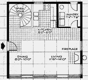 План главного уровня солнечного дома в форме куба