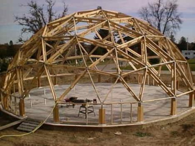 Дом Стива Тиффани, устройство каркаса купольного дома