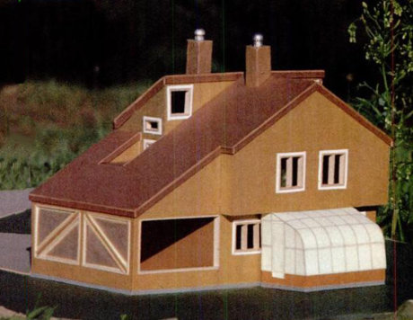 Солнечный дом с пристроенной теплицей, внешний вид