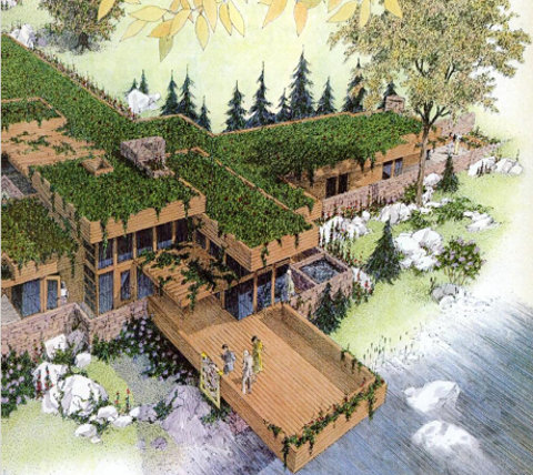 Обвалованный солнечный дом Вудса, внешний вид