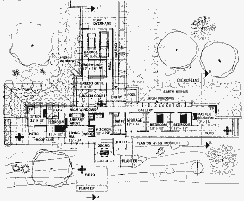 План обвалованного солнечного дома Вудса