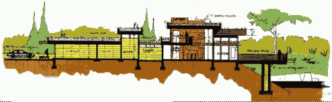 Обвалованный солнечный дом Вудса в разрезе