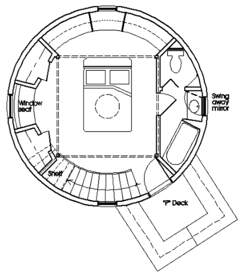 План второго этажа дома-цилиндра из стального зернового бункера