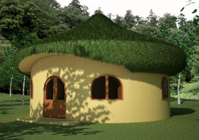 Внешний вид землебитного дома Hobbit House