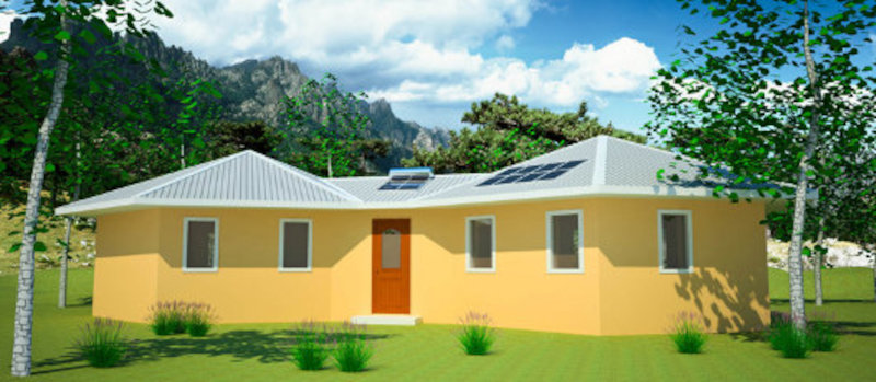 Внешний вид дома из соломенных блоков Pod Houses