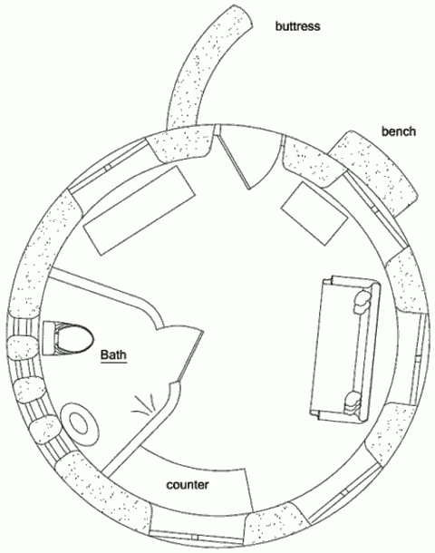 План землебитного дома Roundhouse Studio