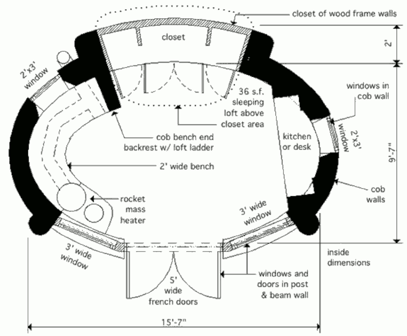Саманный солнечный дом Solar Oval One, план
