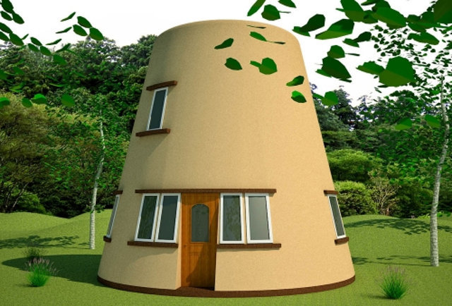 Землебитный дом Tower House, внешний вид