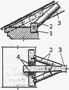 Укрепление стропильной ноги около загнившего участка мауэрлата