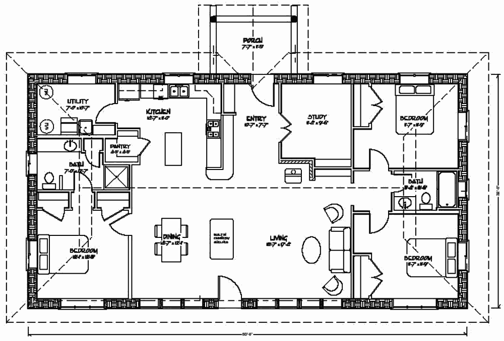 Солнечный дом из соломенных блоков Eco Family 1900, план