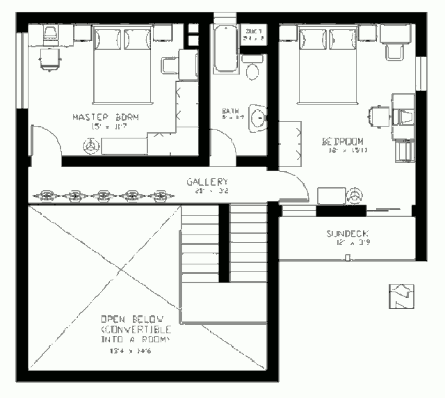 Гибридный солнечный дом, план второго этажа