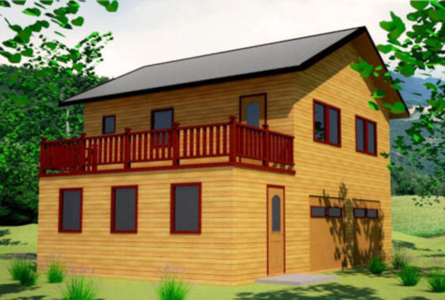 Землебитный дом со встроенным гаражом, внешний вид