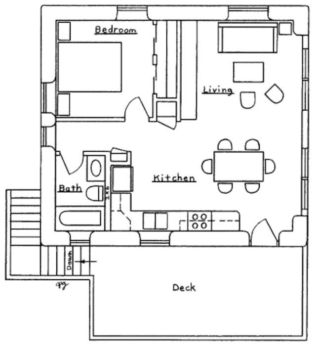 Землебитный дом со встроенным гаражом, план второго этажа