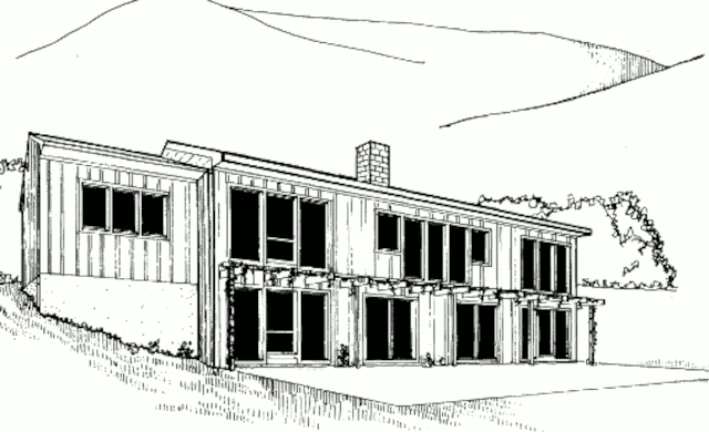 Пассивный солнечный дом в Барнхарте, вид с юго-запада