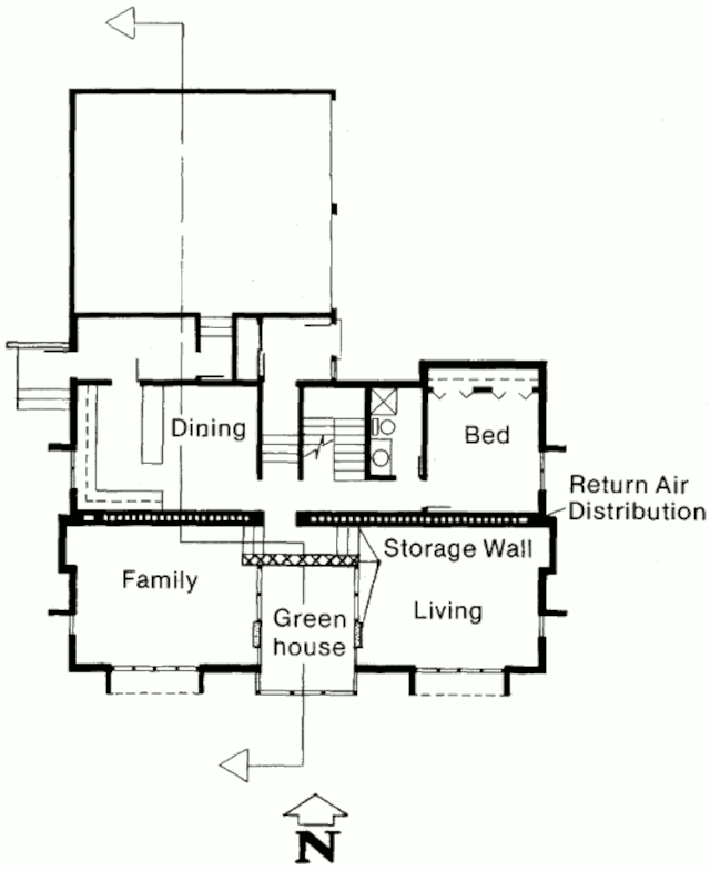 Пассивный солнечный дом в Бисмарке, план первого этажа