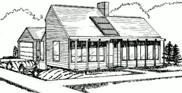 Пассивный солнечный дом в Индианаполисе, вид с юго-запада