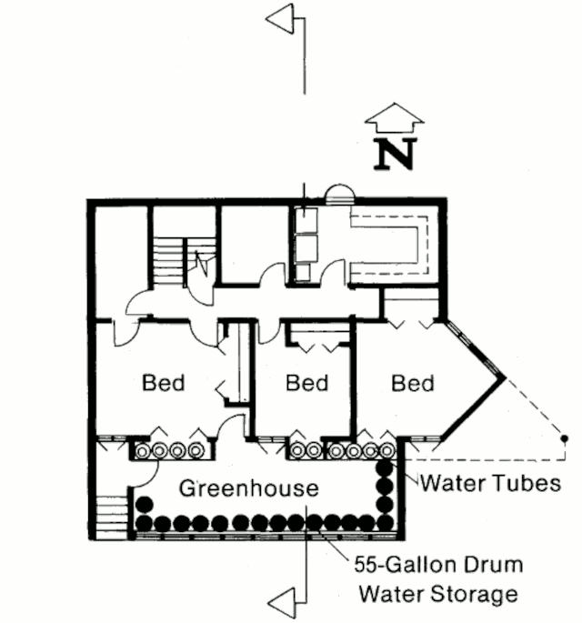 Пассивный солнечный дом в Мидлтоне, план первого этажа