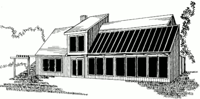 Пассивный солнечный дом в Нью-Олбани, вид с юго-юго-вщстока