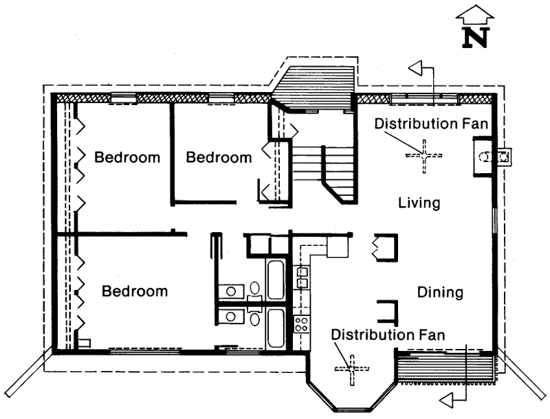 Пассивный солнечный дом в Норкроссе, план главного уровня