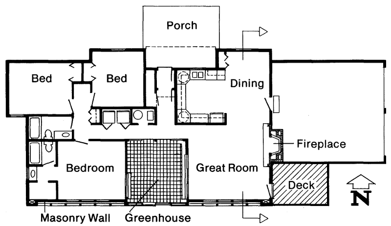 Пассивный солнечный дом в Роли, план