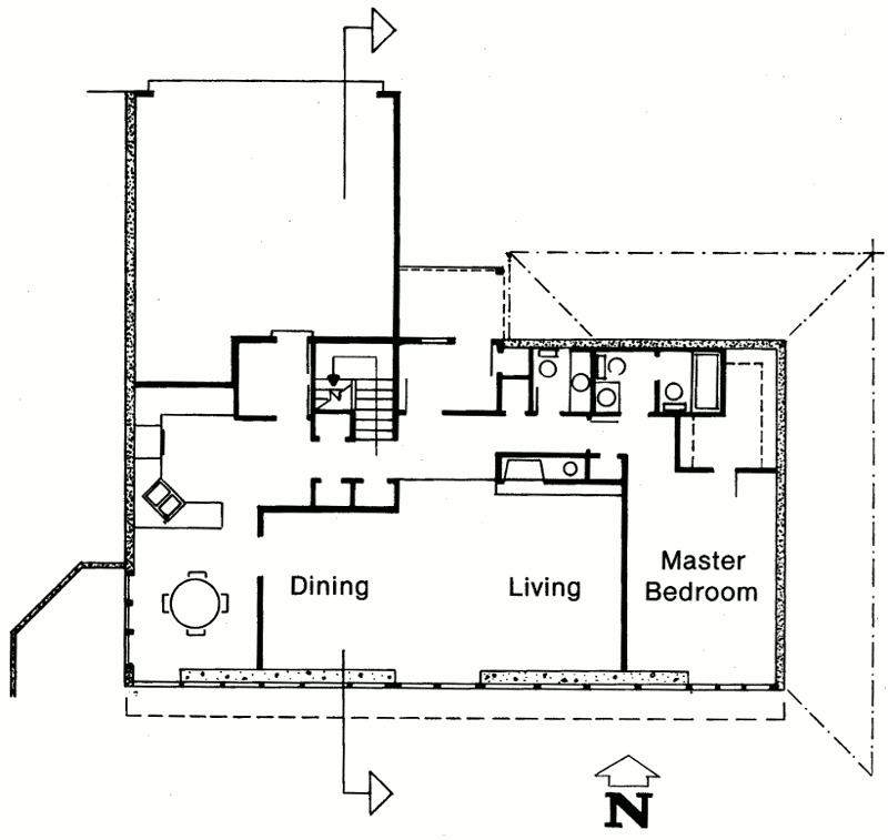 Пассивный солнечный дом в Розуэлле, план первого этажа