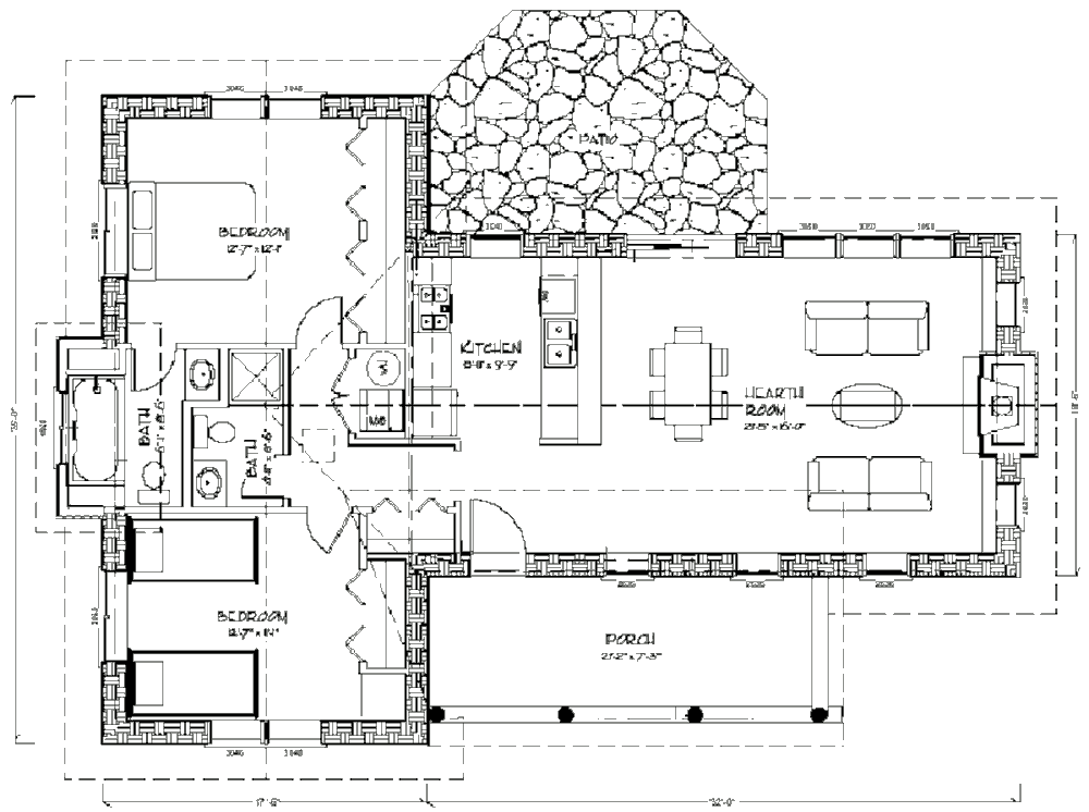 Соломенный солнечный дом Bale Cabin 1200, план