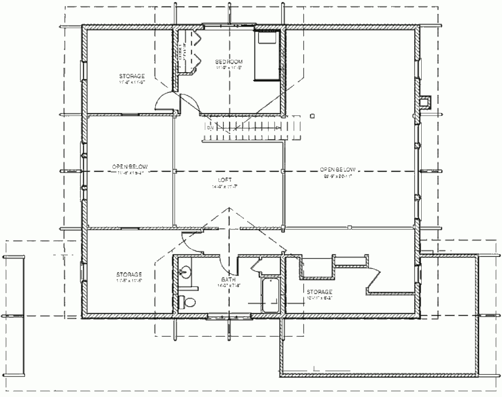 Каркасный солнечный дом Eco Farmhouse 1700, план чердака