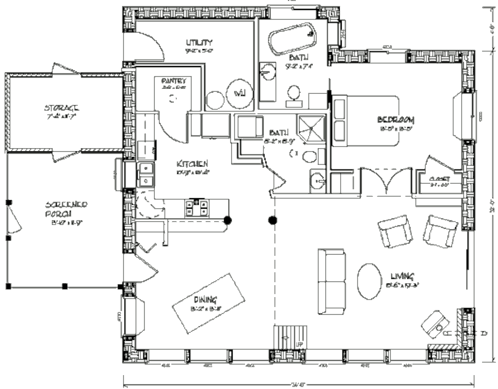 Соломенный солнечный дом Eco Nest 1200, план первого этажа