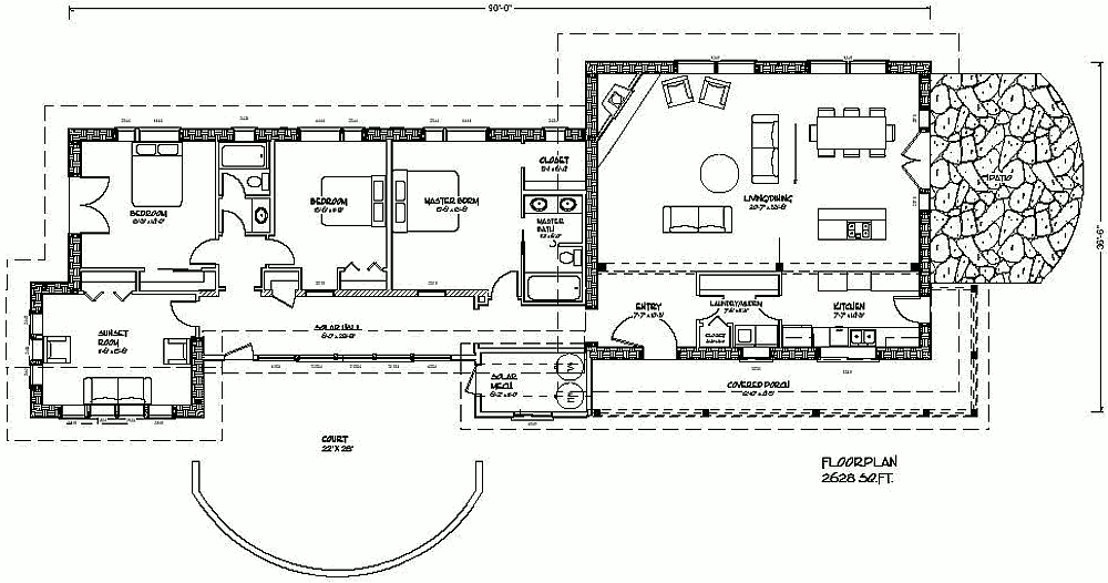 Солнечный дом из соломенных блоков Eco Ranch 2600, план